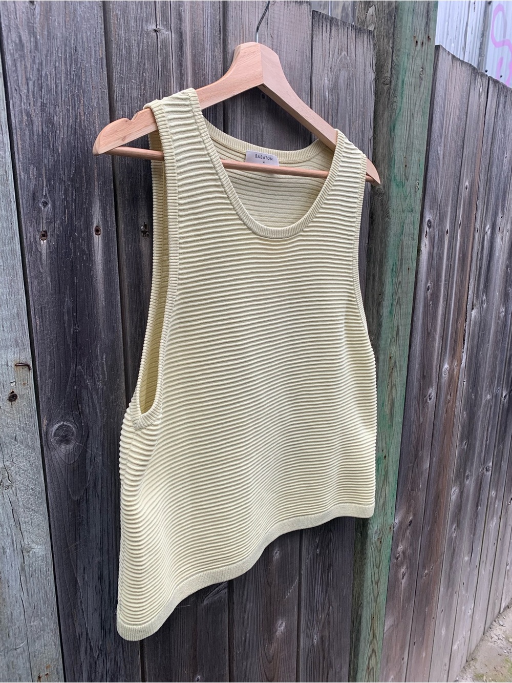 Aritzia Babaton Ribbed Knit Tank Top Yellow Size M 100% Nylon Fall Layering